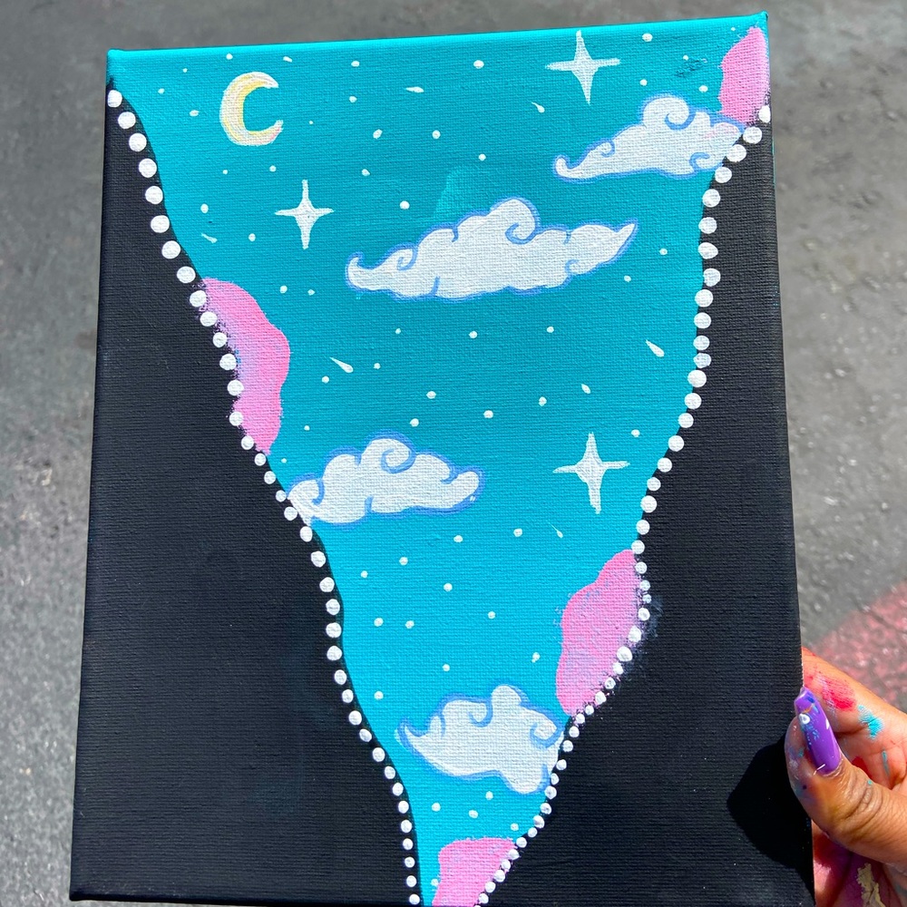 Green Cloudy sky painting☁️